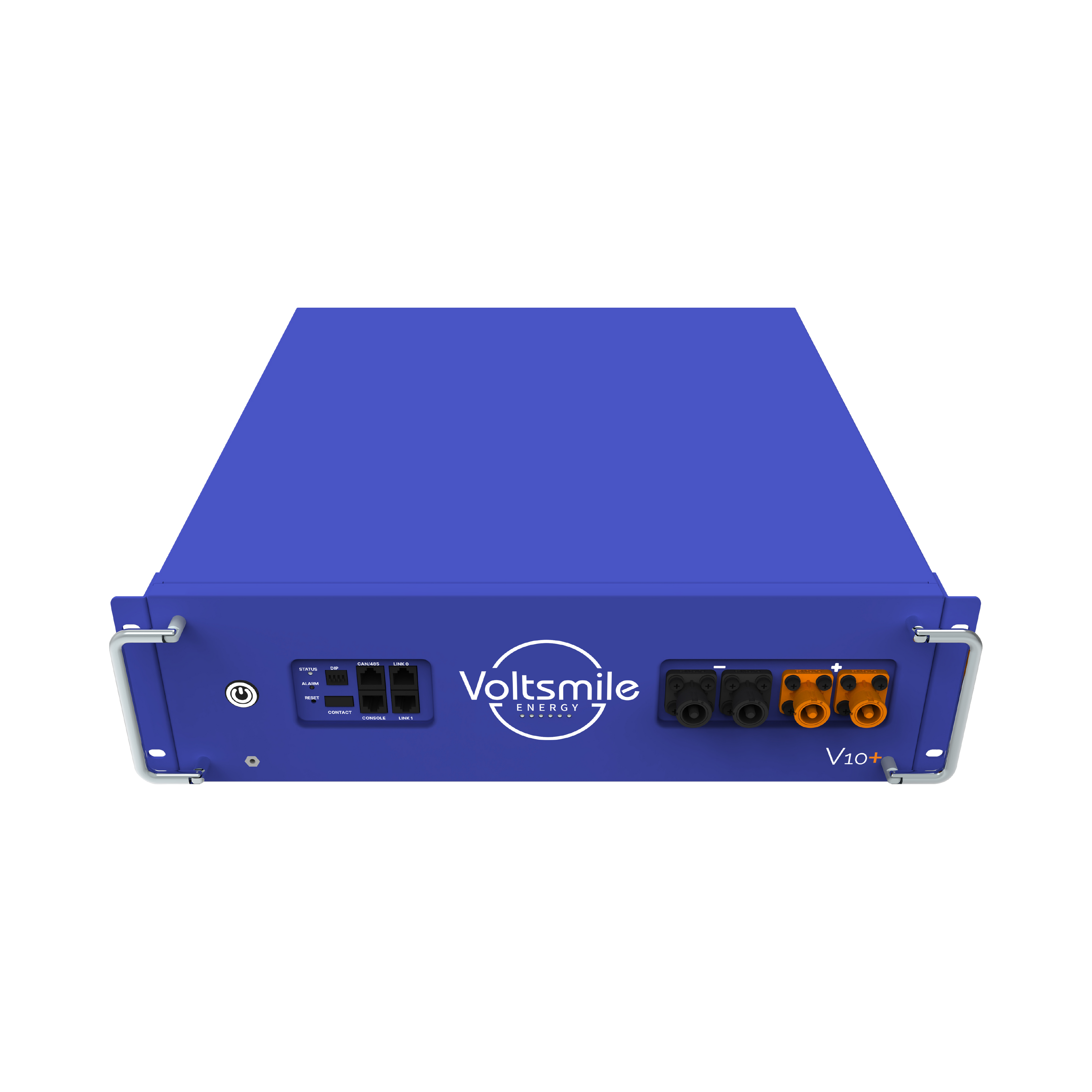 blaue Voltsmile Batterie V10+ Draufsicht mit Anschluessen | Klimaword.com