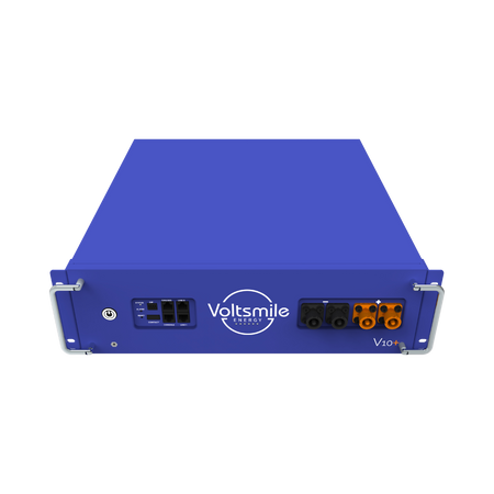 blaue Voltsmile Batterie V10+ Draufsicht mit Anschluessen | Klimaword.com