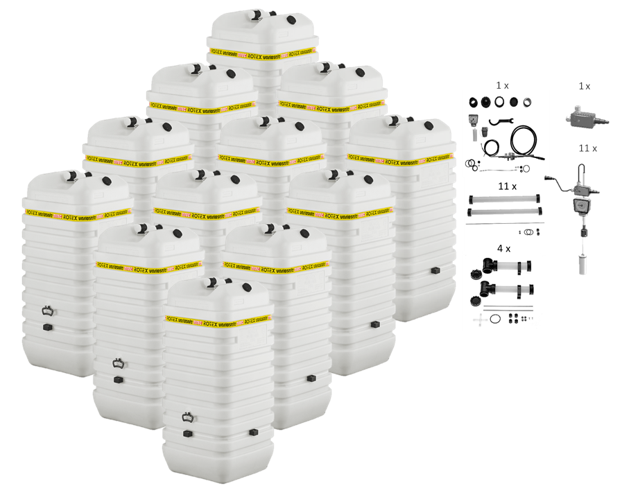 Rotex Heizöltank variosafe Set - 12x750 L Tank inkl. Zubehör | VSF 10 ➔ Klimaworld.com