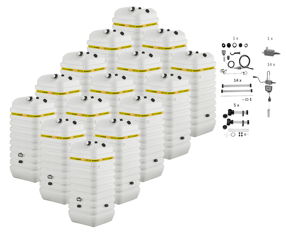 Rotex Heizöltank variosafe Set - 15x750 L Tank inkl. Zubehör | VSF 11 ➔ Klimaworld.com