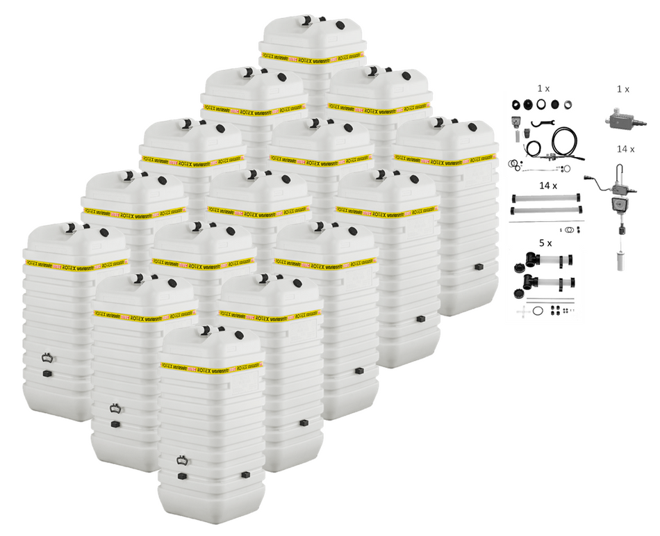 Rotex Heizöltank variosafe Set - 15x750 L Tank inkl. Zubehör | VSF 11 ➔ Klimaworld.com
