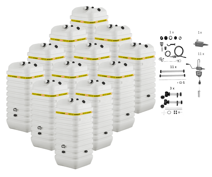 Rotex Heizöltank variosafe Set - 12x750 L Tank inkl. Zubehör | VSF 14 ➔ Klimaworld.com