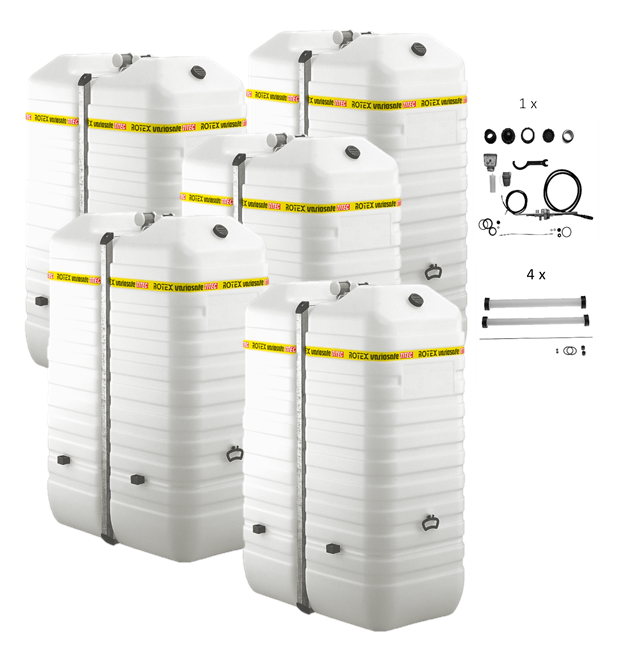 Rotex Heizöltank variosafe Set - 5x1500 L Tank inkl. Zubehör | VSF 155 ➔ Klimaworld.com