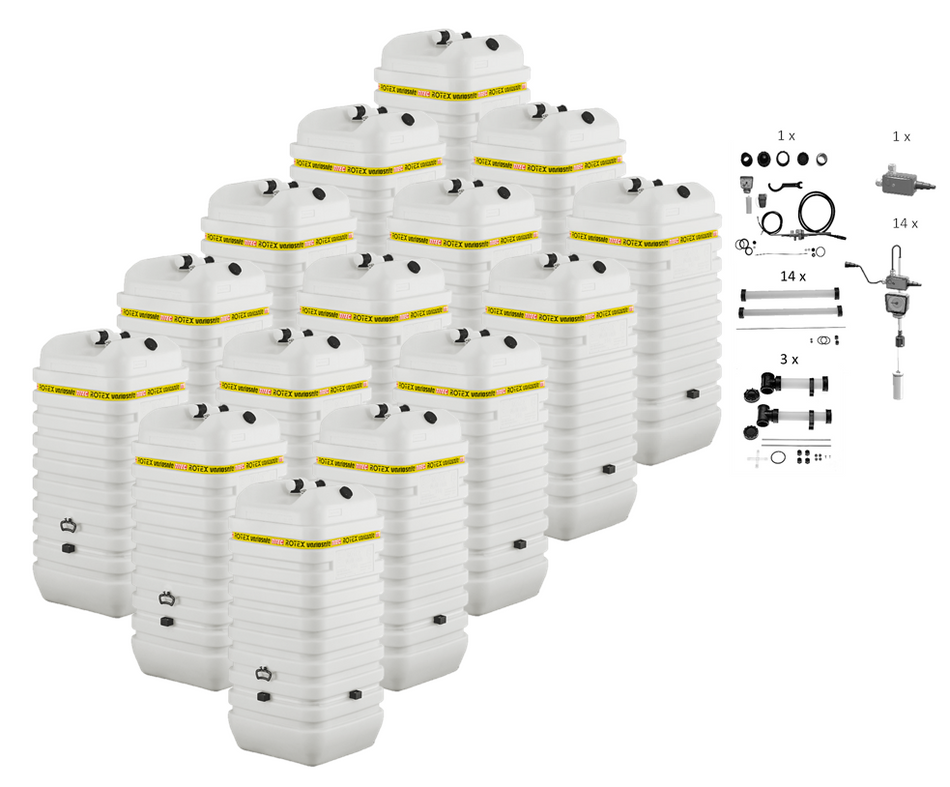 Rotex Heizöltank variosafe Set - 15x750 L Tank inkl. Zubehör | VSF 19 ➔ Klimaworld.com