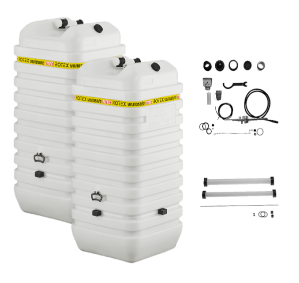 Rotex Heizöltank variosafe Set - 2x750 L Tank inkl. Zubehör | VSF 2 ➔ Klimaworld.com