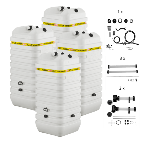 Rotex Heizöltank variosafe Set - 4x750 L Tank inkl. Zubehör | VSF 3 ➔ Klimaworld.com