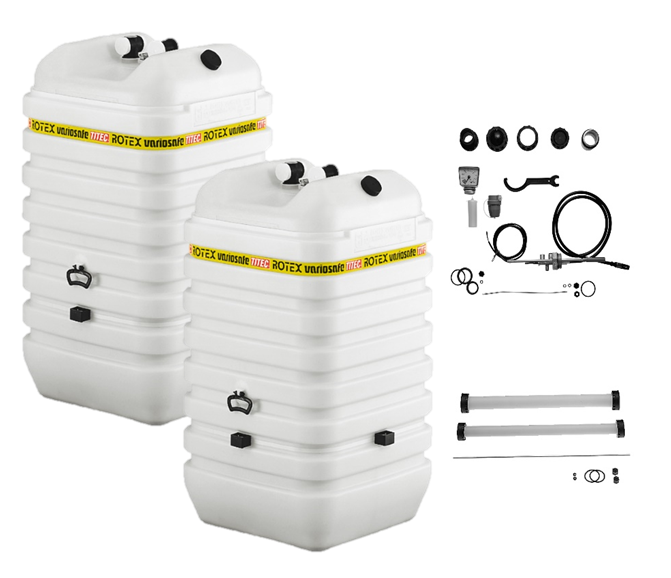 Rotex Heizöltank variosafe Set - 2x600 L Tank inkl. Zubehör | VSF 602 ➔ Klimaworld.com