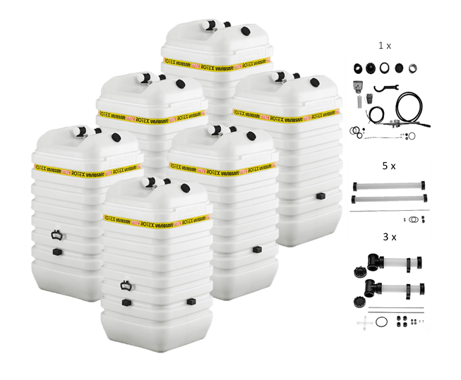 Rotex Heizöltank variosafe Set - 6x600 L Tank inkl. Zubehör | VSF 604 ➔ Klimaworld.com