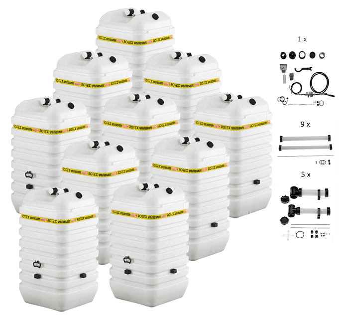Rotex Heizöltank variosafe Set - 10x600 L Tank inkl. Zubehör | VSF 606 ➔ Klimaworld.com