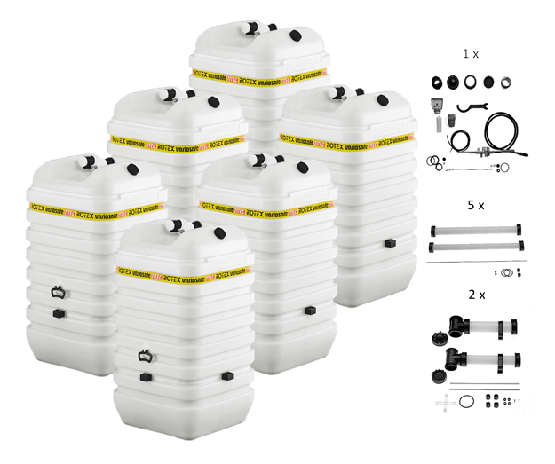Rotex Heizöltank variosafe Set - 6x600 L Tank inkl. Zubehör | VSF 608 ➔ Klimaworld.com