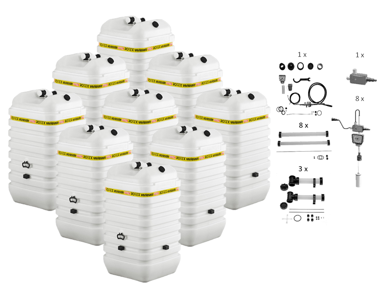 Rotex Heizöltank variosafe Set - 9x600 L Tank inkl. Zubehör | VSF 609 ➔ Klimaworld.com
