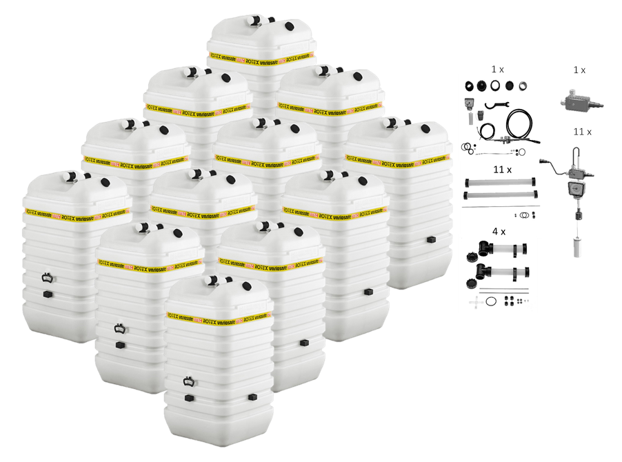 Rotex Heizöltank variosafe Set - 12x600 L Tank inkl. Zubehör | VSF 610 ➔ Klimaworld.com