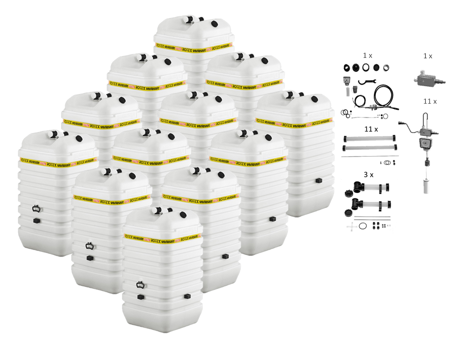 Rotex Heizöltank variosafe Set - 12x600 L Tank inkl. Zubehör | VSF 614 ➔ Klimaworld.com