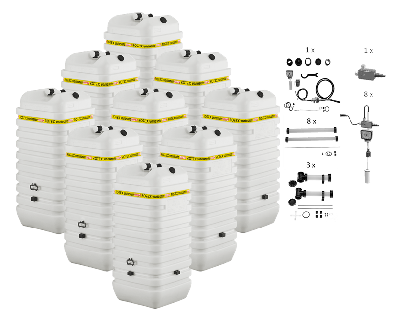Rotex Heizöltank variosafe Set - 9x750 L Tank inkl. Zubehör | VSF 9 ➔ Klimaworld.com