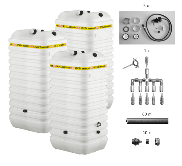 Rotex Heizöltank variosafe Set - 3x1000 L Tank mit watersafe | WSF1003 ➔ Klimaworld.com