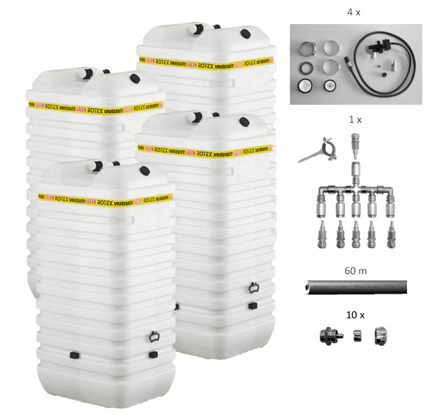Rotex Heizöltank variosafe Set - 4x1000 L Tank mit watersafe | WSF1004 ➔ Klimaworld.com