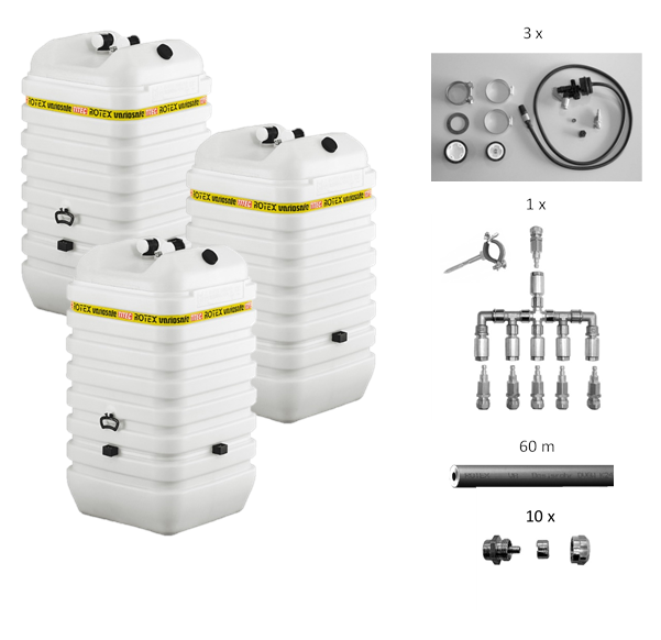 Rotex Heizöltank variosafe Set - 3x600 L Tank mit watersafe | WSF603 ➔ Klimaworld.com