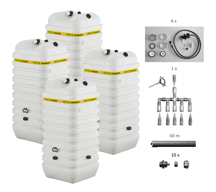 Rotex Heizöltank variosafe Set - 4x750 L Tank mit watersafe | WSF754 ➔ Klimaworld.com