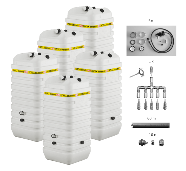 Rotex Heizöltank variosafe Set - 5x750 L Tank mit watersafe | WSF755 ➔ Klimaworld.com