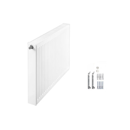 Profilierter Ventilkompaktheizkoerper Logatrend in Weiss mit integriertem Ventil, Montagematerial und Stopfen | klimaworld.com