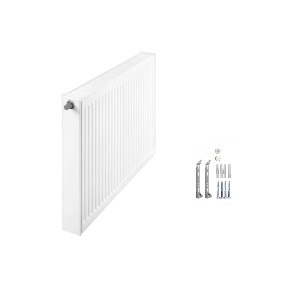 Profilierter Ventilkompaktheizkoerper Logatrend in Weiss mit integriertem Ventil, Montagematerial und Stopfen | klimaworld.com