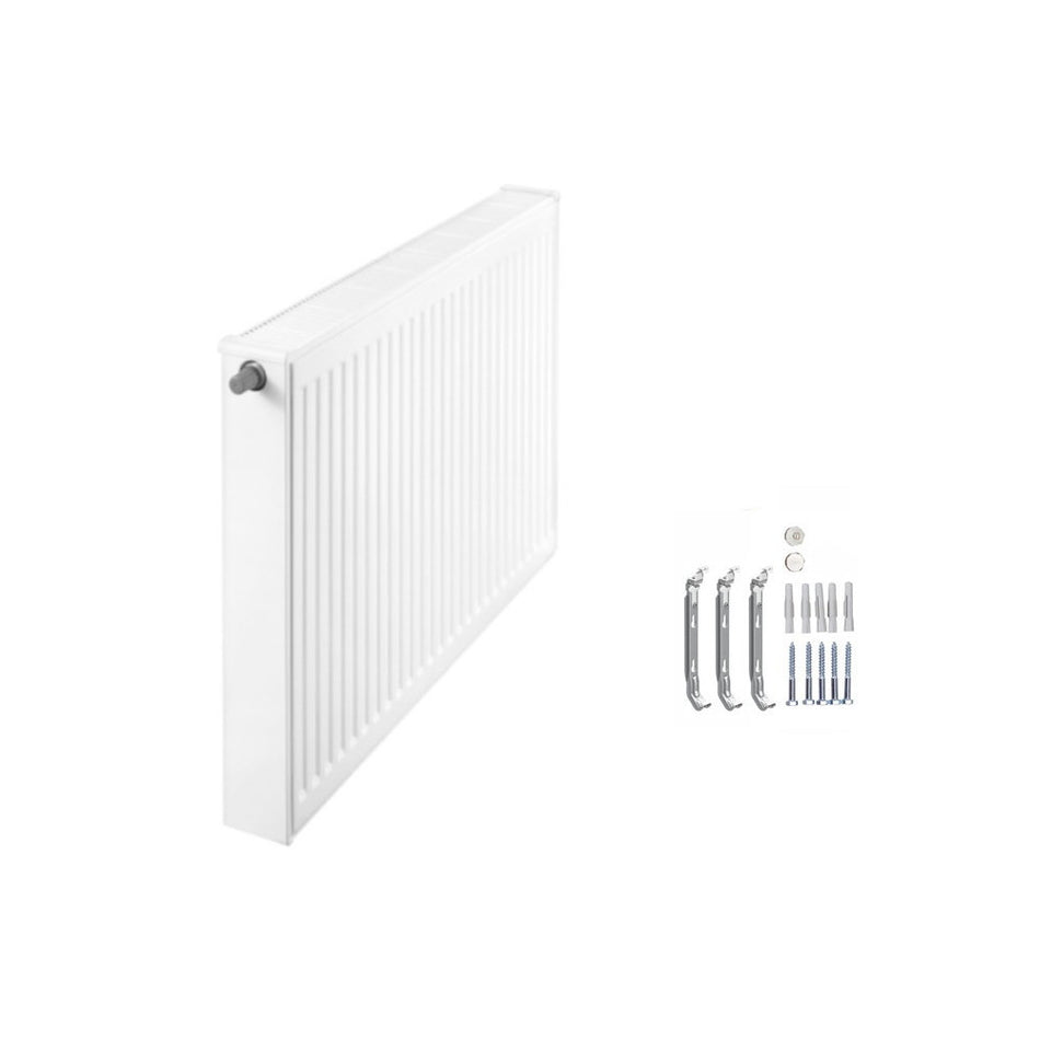 Profilierter Ventilkompaktheizkoerper Logatrend in Weiss mit integriertem Ventil, Montagematerial und Stopfen | klimaworld.com