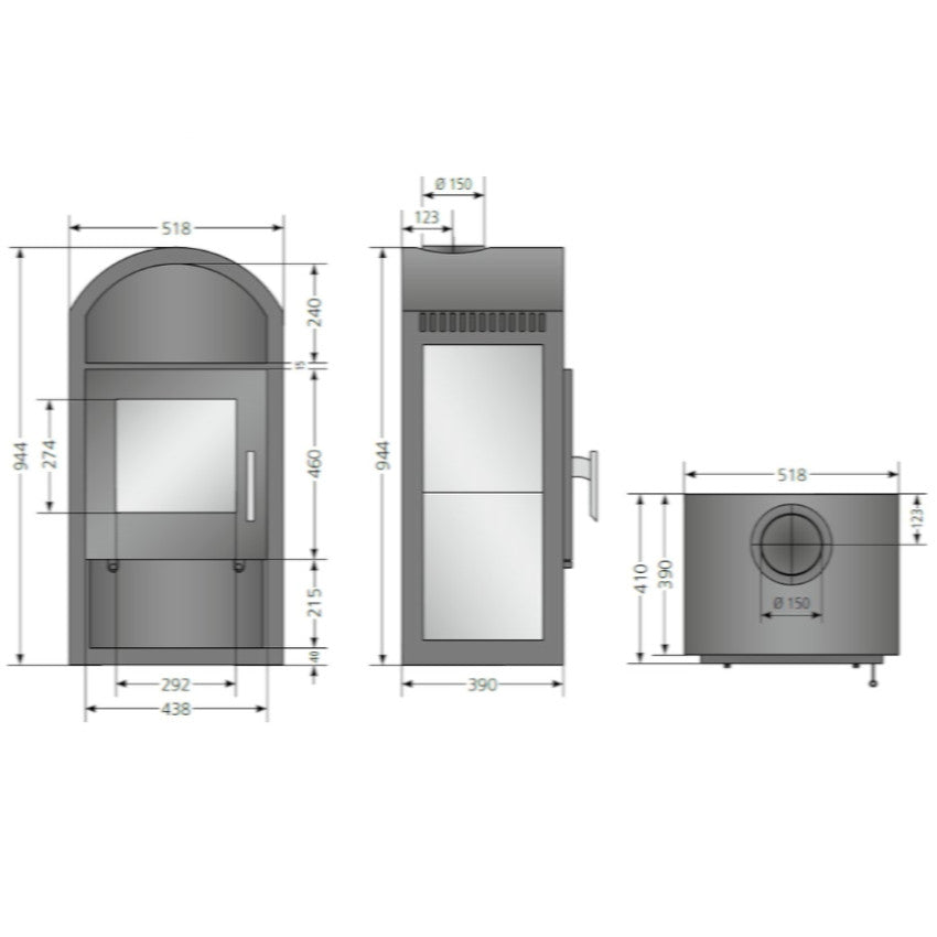 Vegas | Specksteinkeramik, Korpus Stahl Schwarz | Klimaworld
