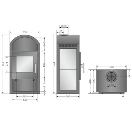 Vegas | Specksteinkeramik, Korpus Stahl Schwarz | Klimaworld