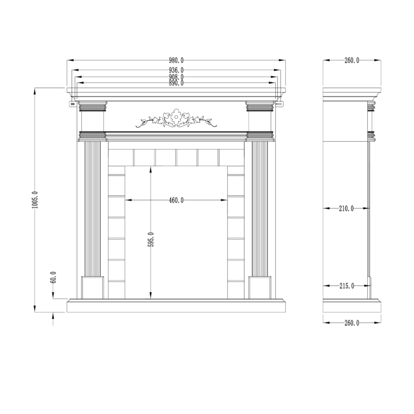 Aflamo LED Elektrokamin Standkamin Venice | Korpus Maße