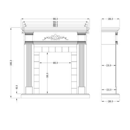 Aflamo LED Elektrokamin Standkamin Venice | Korpus Maße