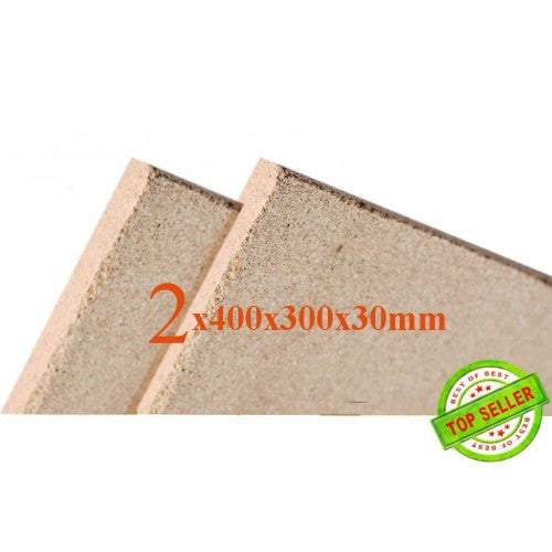 2x Vermiculite Brandschutzplatten | 400x300x30mm | Schamotte Ersatz