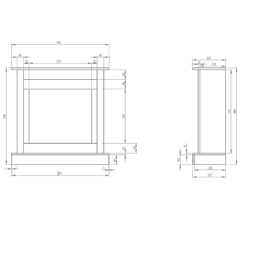 Aflamo Vigo Elektrokamin Korpus Maße
