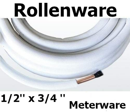Kaeltemittelleitung isoliertes Kupferrohr | Meterware | geboerdelt | 1/2 x 3/4'' | www.klimaworld.com