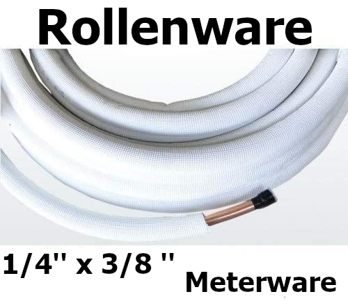 Kaeltemittelleitung isoliertes Kupferrohr | Meterware | gebördelt | 1/4 x 3/8'' | www.klimaworld.com