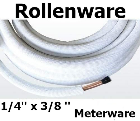 Kaeltemittelleitung isoliertes Kupferrohr | Meterware | gebördelt | 1/4 x 3/8'' | www.klimaworld.com