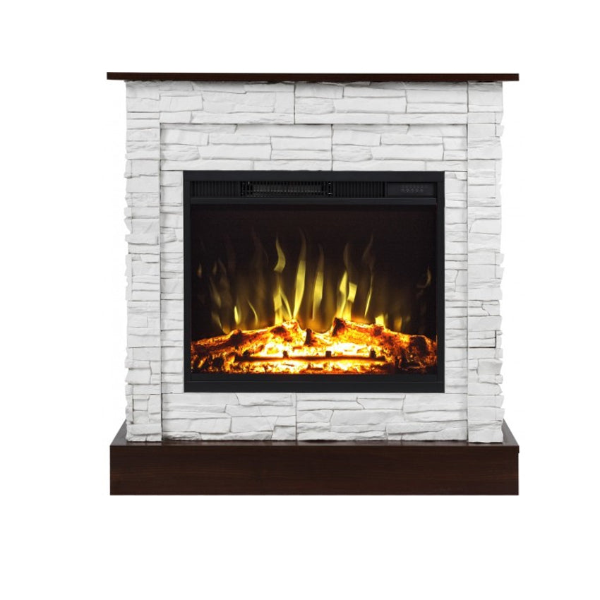 Aflamo LED Standkamin | Vigo Stone weiss/walnuss 