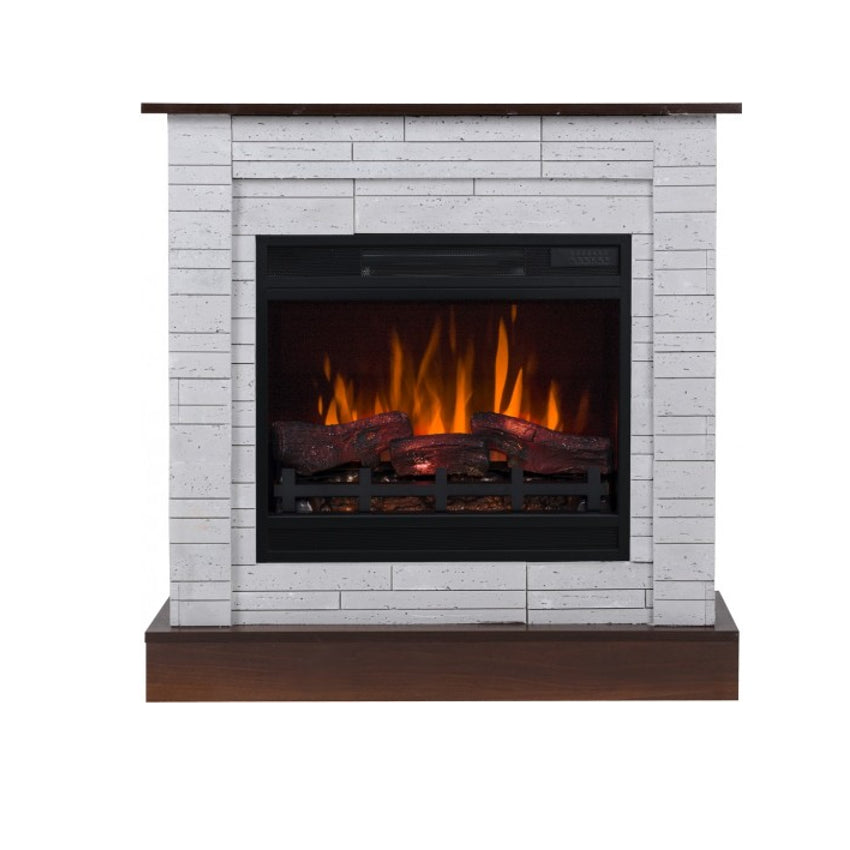 Aflamo LED Standkamin | Vigo Stone 3D Beton/Walnuss