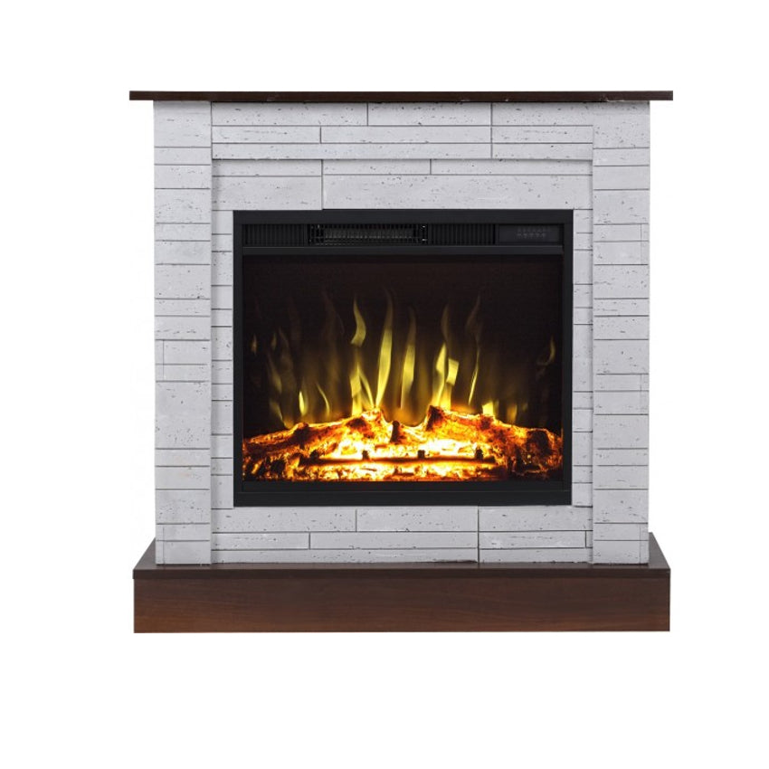 Aflamo LED Standkamin | Vigo Stone Beton/Walnuss