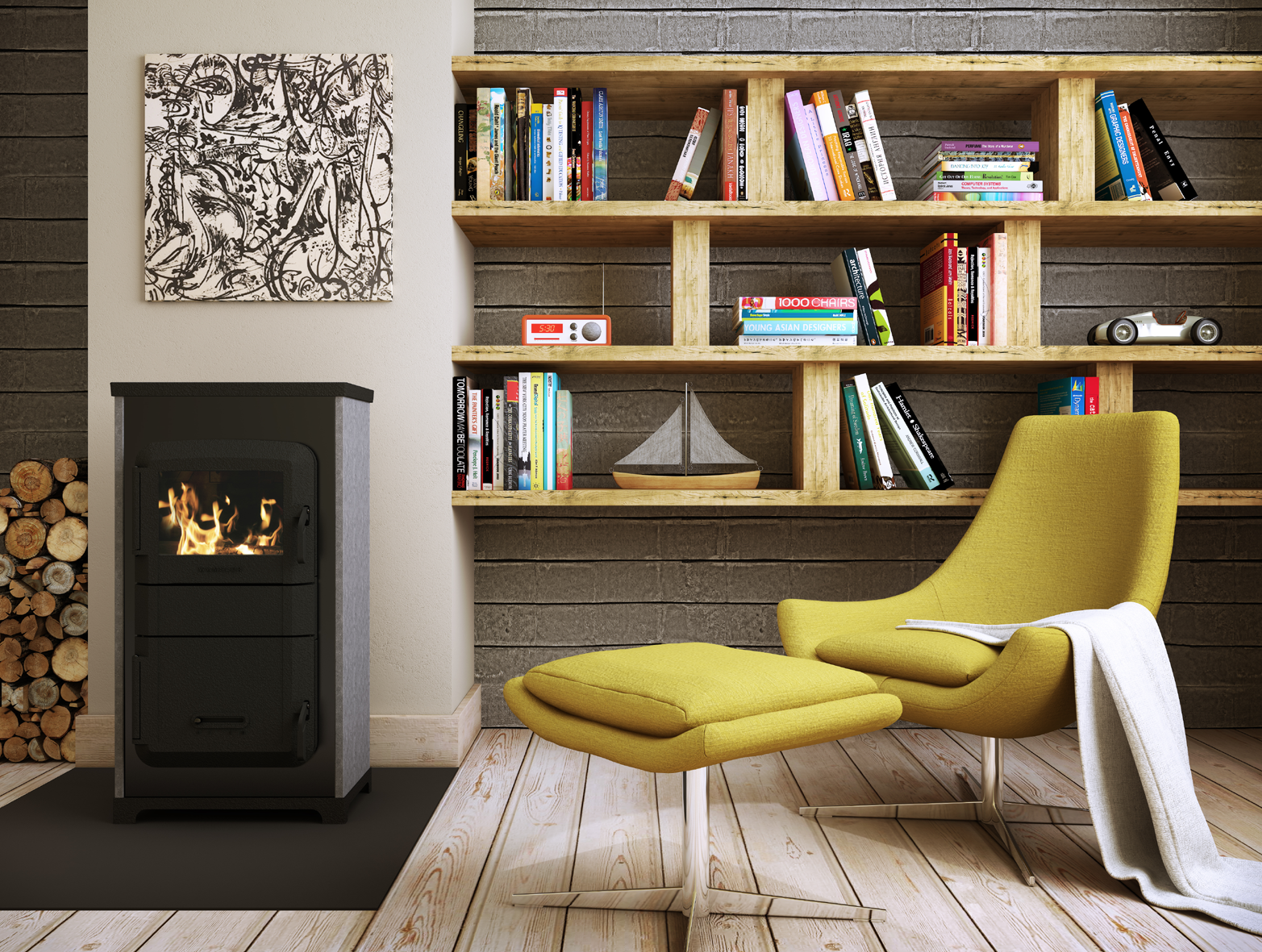 Wamsler Raumheizer RH-F A/D 8 Naturstein Ambiente frontal | Klimaworld.com