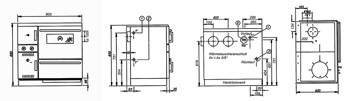 Wamsler wasserführender Küchenofen K 148 Maße | Klimaworld.com