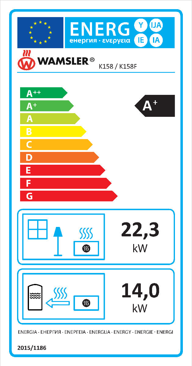 Wamsler wasserführender Küchenofen K 158 F mit Glaskeramikfeld Energielabel | Klimaworld.com
