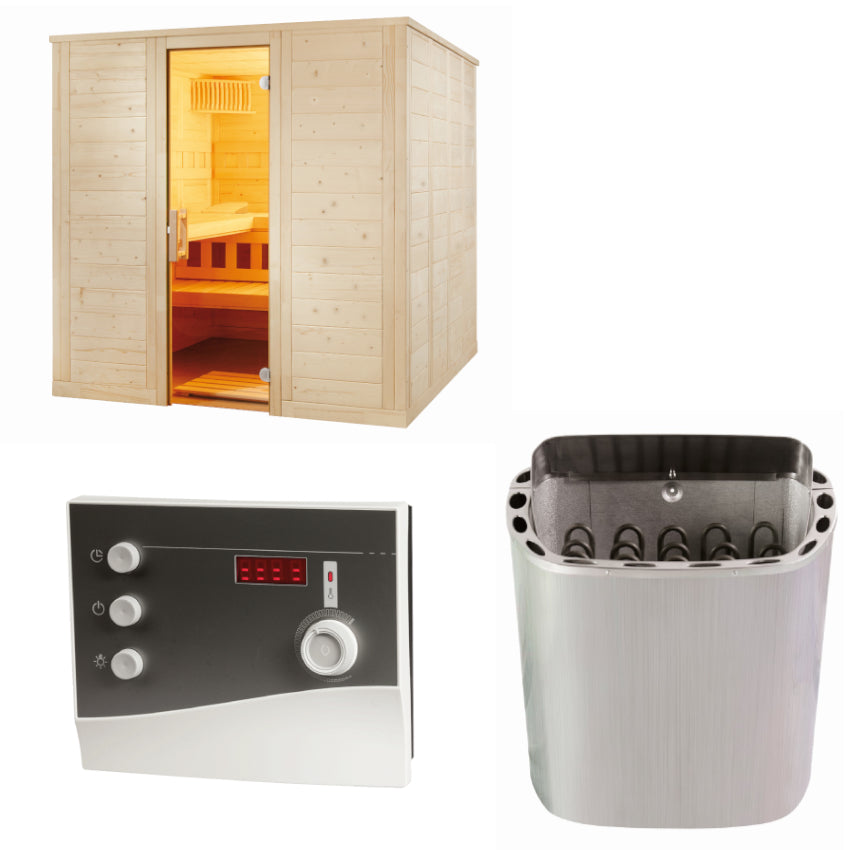 Sentiotec Sauna Set Wellfun Large mit Saunaofen Scandia Next und Saunasteuerung K2-Next | klimaworld.com