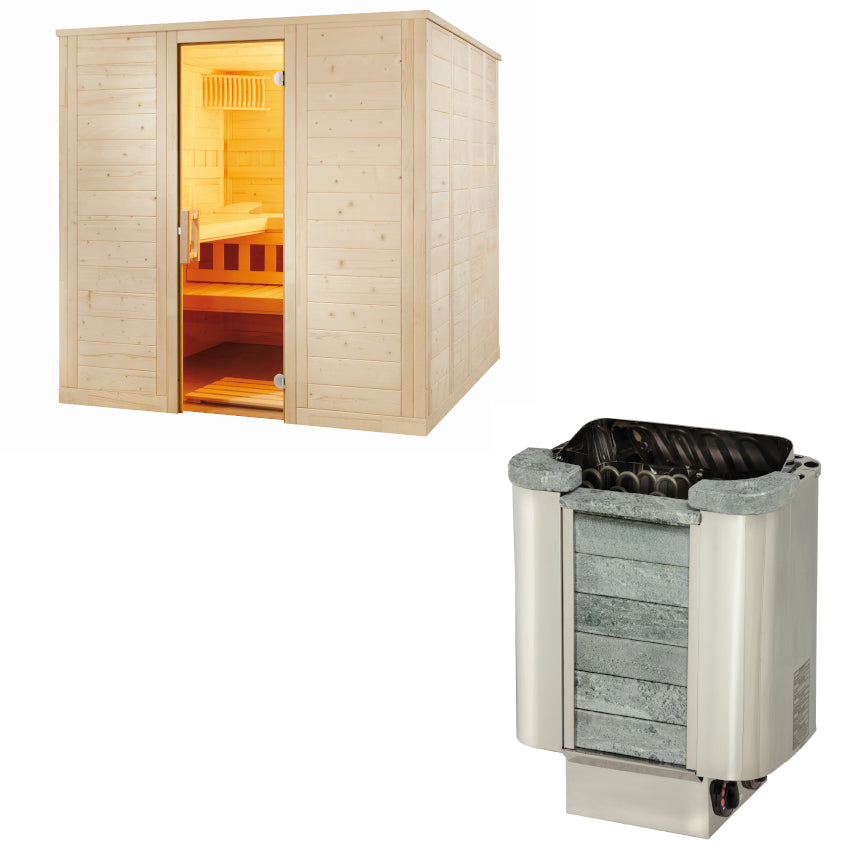 Sentiotec Sauna Set Wellfun Large mit Saunaofen Cumulus inkl. Steuerung | klimaworld.com