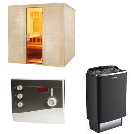Sentiotec Sauna Set Wellfun Large mit Saunaofen 100 E und Steuerung K2-Next | klimaworld.com