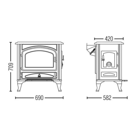 Austroflamm, Kaminofen Wien, Maße