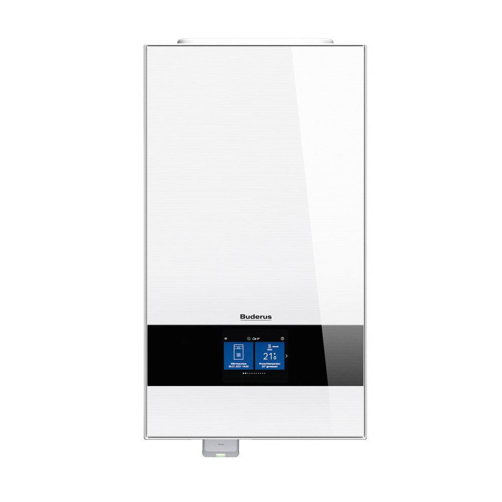Buderus wandhaengende Waermepumpen-Inneneinheit Logatherm M WLW186i-12 AR E W in Weiss mit zentralem Farbdisplay | Klimaworld.com