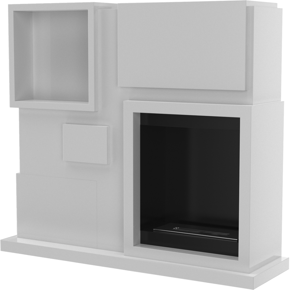 Kratki Biokamin July + Verkleidung mit Fach | weiß | JULY/TUV 