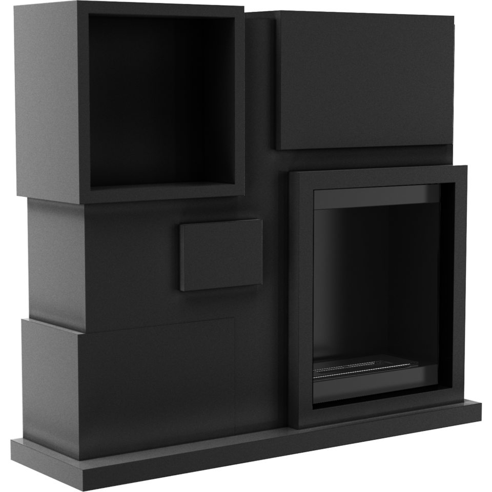 Kratki Biokamin July +Verkleidung mit Fach | schwarz | JULY/CZARNY/TUV