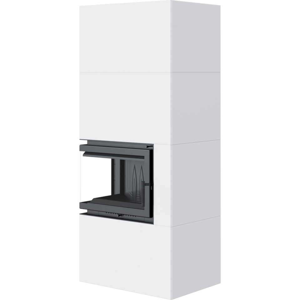 Kratki Kaminbausatz Simple 8 - 2-seitig links | Box weiß | 8 kW