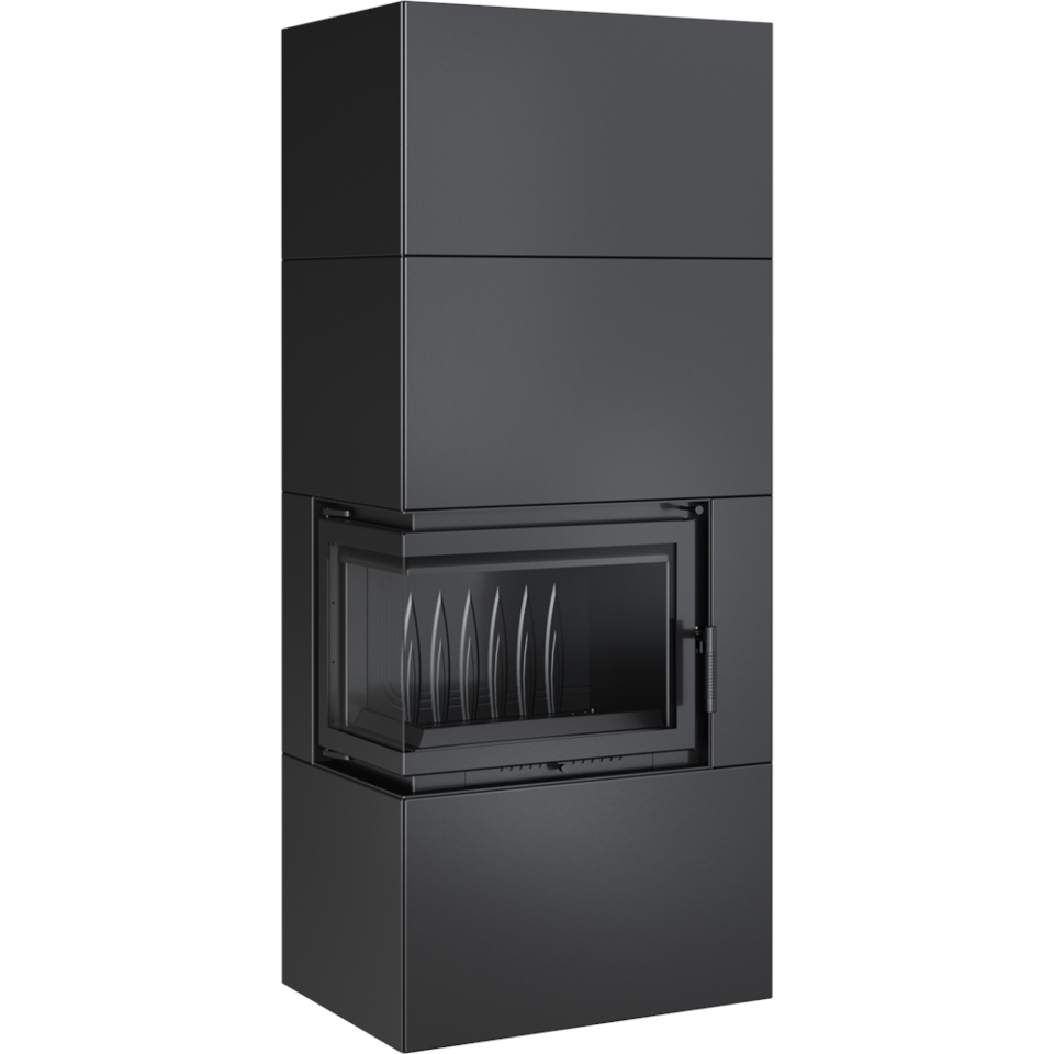 Kratki Kaminofen Simple 8 - 2-seitig links | Bausatz schwarz | 8 kW | Bauart 1